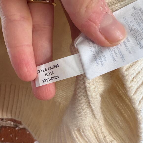 J. Crew Crewneck Sweater with Jeweled Buttons in Natural Ivory Sz M Lambswool - Picture 5 of 9